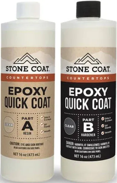 Quick Coat 1 Quart Epoxy Kit (Stone Coat Countertops) - Fast-Curing Epoxy Resin 