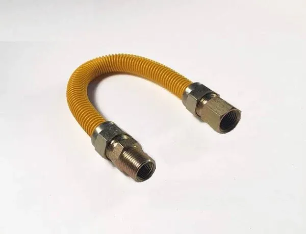 EZ-Fluid Stainless Steel Corrugated Yellow Epoxy Coated 1/2" MIP x 1/2" FIP Gas Flex Gas Connector Supply Line For Gas