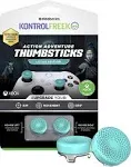 KontrolFreek Lotus for PlayStation 5 (PS5) and PlayStation 4 (PS4) | Performance Thumbsticks | 2 Mid-Rise Concave | Teal/Clear