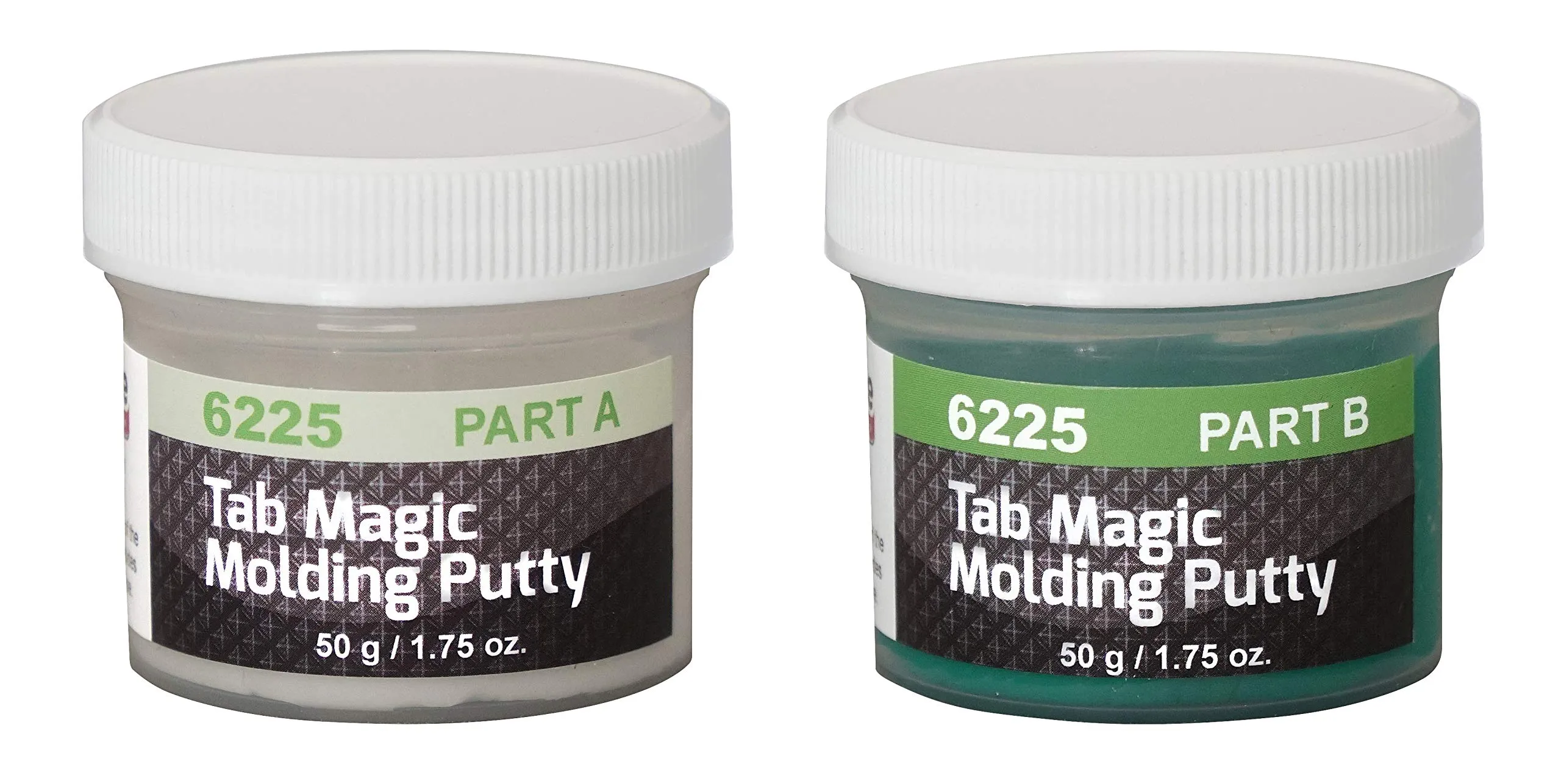 Polyvance 6225 2-Part Tab Magic Molding Putty, 100 g, Paste, White (Part A), Green (Part B), 20 min Curing