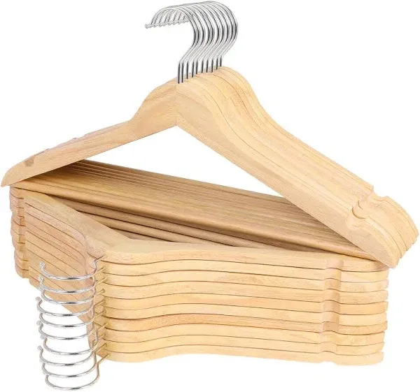 ELONG HOME Wooden Hangers, 20 Pack Coat Hangers with Extra Smooth Finish, Cut