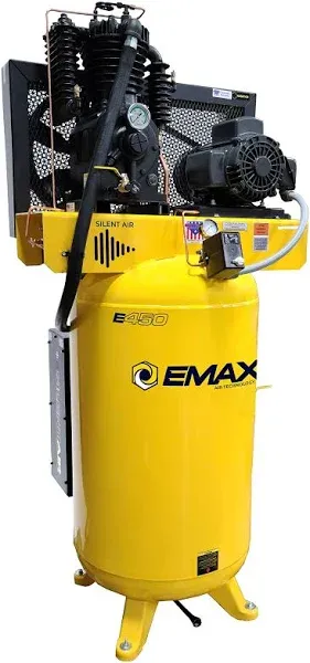 EMAX E350 Stationary Air Compressor - 5hp 80 Gal. 2 Stage Single Phase Compressor with Pressure Lubricated Pump & Quiet Design - EI05V080I1