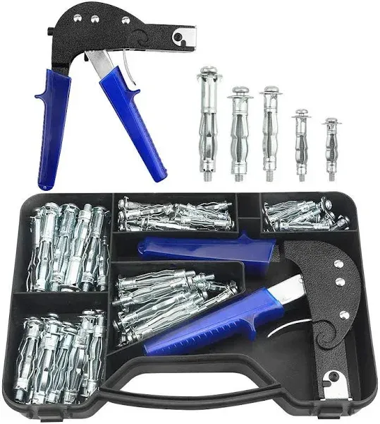 77PCS Hollow Wall Anchor Tool with 5 Sizes Molly Bolts Screw Kit