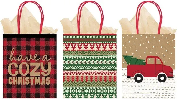 Amscan Cozy Christmas Vertical Gift Bags