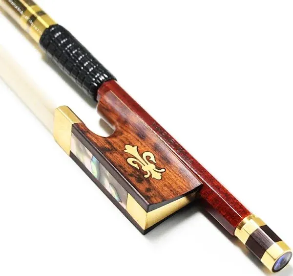 Carbon Fiber Core Hybrid Peranmbuco Skin Violin Bow 4/4 Size VINGOBOW 127V Master Level Fleur-de-lys Snakewood Frog 4 4 Full Straight Premium