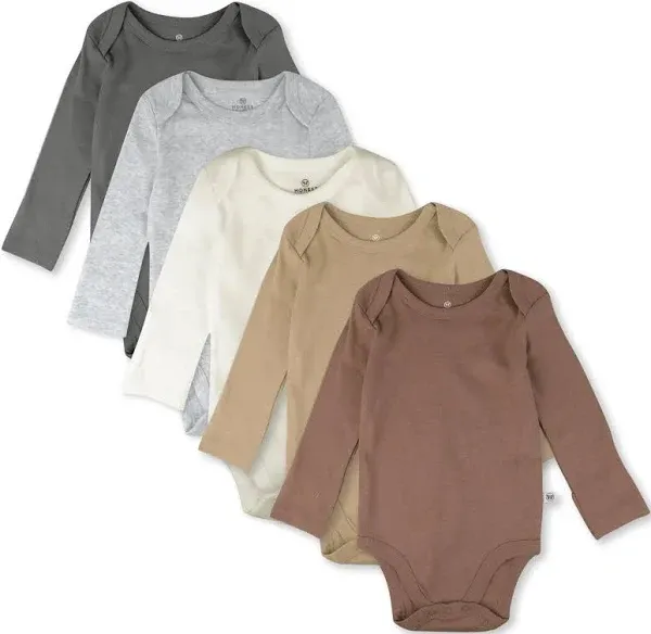 HonestBaby 5-Pack Organic Cotton Long Sleeve Bodysuits