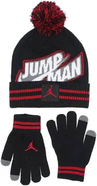 Air Jordan 2 Piece Jumpman Pom Beanie Hat and Glove Set