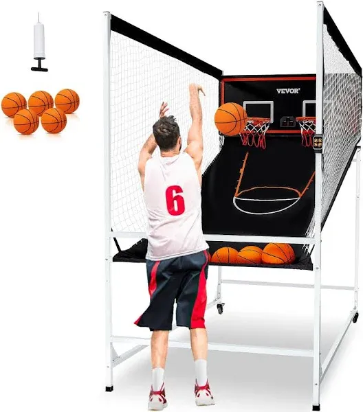 Foldable Basketball Arcade Game 2 Player Indoor Basketball Game 4 Balls, 8 Game