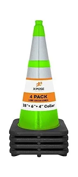 Xpose Safety 36” Lime Green Traffic Cone with Reflective Collar LTC28-64-1-X