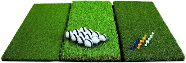 Rukket Tri-Turf Golf Hitting Mat Attack, Portable Driving, Chipping, Training Aids for Backyard with Adjustable Tees and Foam Practice Balls