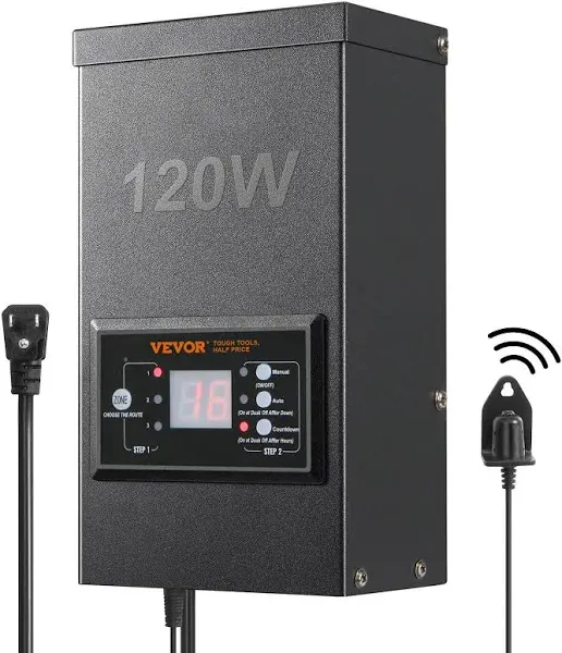 VEVOR 300W Low Voltage Landscape Transformer with Timer and Photocell Sensor, Waterproof Landscape Lighting Transformer, 120V AC to 12V/14V AC for Outdoor, Spotlight, Pathway Light, Pool Light, ETL