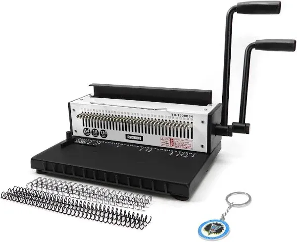 Rayson TD-1500B34 Binding Machine, Square Size Holes, 3:1 Pitch Wire-O Binder...