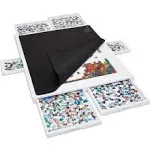 Jumbl 1500pc Puzzle Board W/Mat 27"x35" Wooden Jigsaw Puzzle Table - White