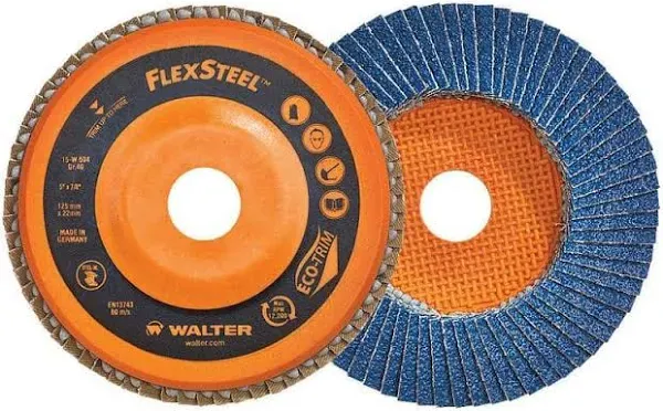 Walter 15W454 ALLSTEEL Flap Discs - [Pack of 10] 40 Grit, 4-1/2 in Abrasive Disc