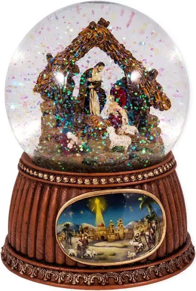 Charming Natural Brown Holiday Nativity 5.5 x 4 Resin Decorative Tabletop Snow Globe