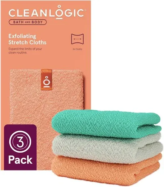 Cleanlogic Bath and Body Exfoliating Body Scrubber, Small Exfoliator Tool for Smooth and Softer Skin, Daily Skincare Routine, Assorted Colors, 3 Count Value Pack