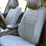 FH Group Front Set Faux Leather Seat Cushions for Low Back Seat, Universal Fit, Airbag Compatible Seat Cover for SUV, Sedan, Solid Gray