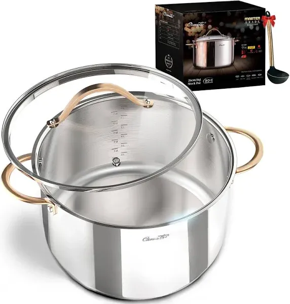 Ciwete 8 Quart Stock Pot 3 Ply Stainless Steel Stock Pot