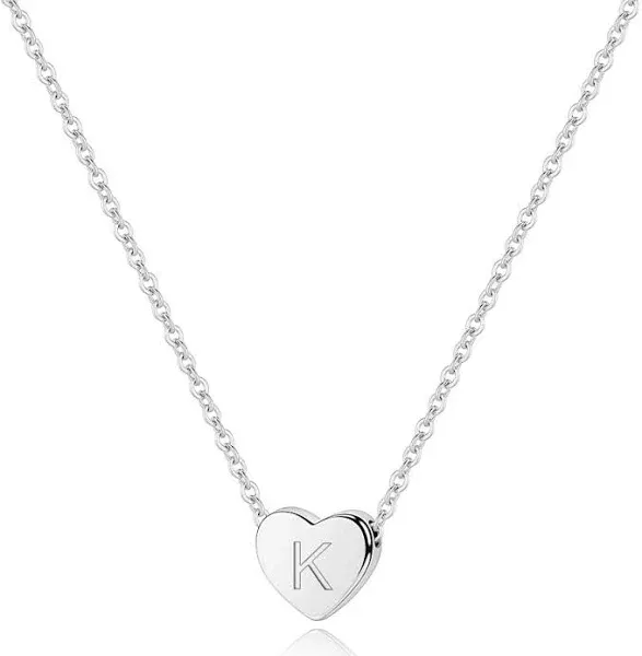 M MOOHAM Heart Necklace for Girls Initial Gifts for Girls Sterling Silver Heart Initial Necklace for Women