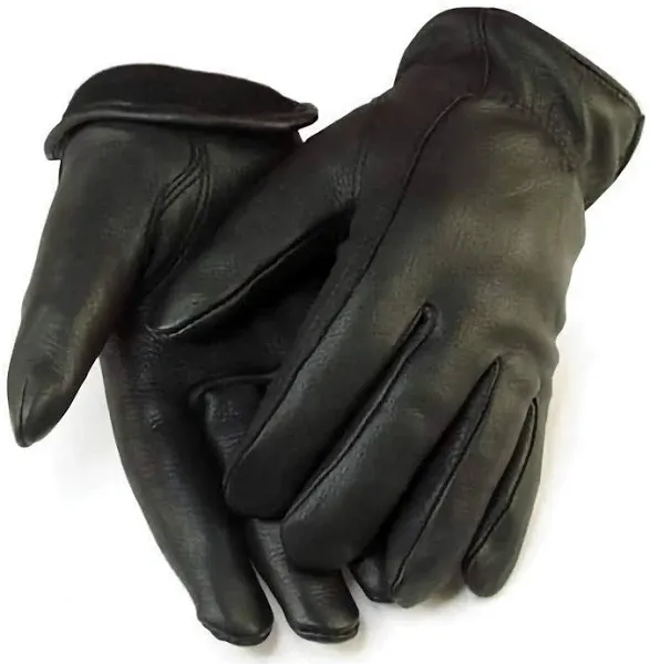 American Fur Men's Full Grain Black Deerskin Leather Lined Gloves