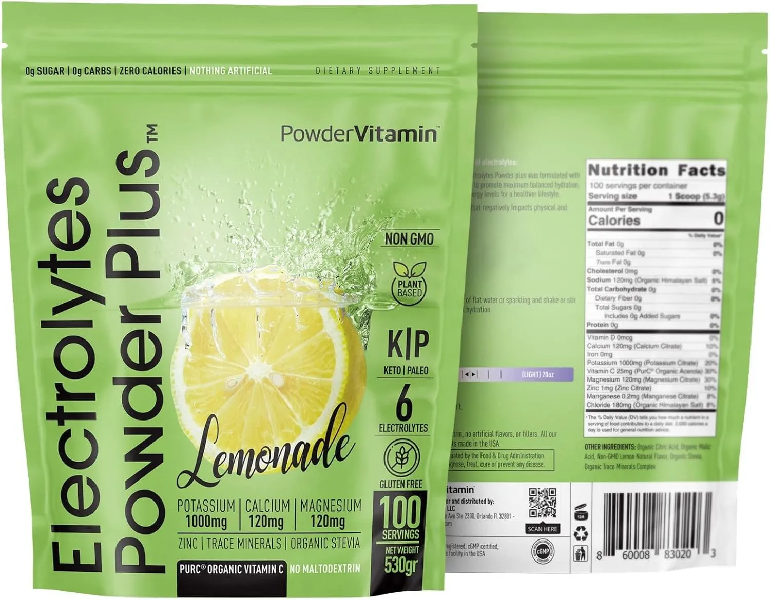 Powder Electrolytes Powder Plus Lemonade 100 Servings