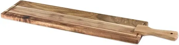 Twine Rustic Farmhouse Tapas Board Serveware, Acacia Wood Plank, Cheese Tray with Handle Brown