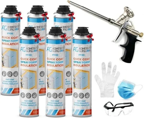 AG930 25.36 oz. Insulation Spray Foam, Thermal and Sound Insulation (6 pack) and AG950 Foam Dispensing Gun