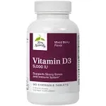 Terry Naturally Vitamin D3 5,000 IU - 90 Chewable Tablets, Mixed Berry Flavor - Supports Strong Bones, Teeth & Immune System - Non-GMO, Gluten Free - 90 Servings