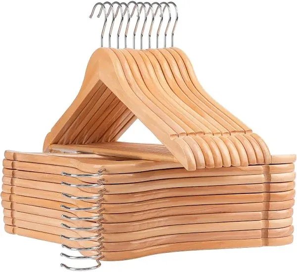 20 Pack Wooden Hangers Suit Hangers Premium Natural Finish Cloth Coat Hangers US