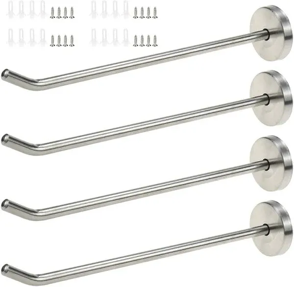 Long Nose Hook Single Hooks Robe Hook Stainless Steel 8-inch Length - Pack of 4