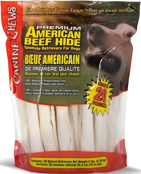 Canine Chews Premium American Beef Hide Retriever Rolls