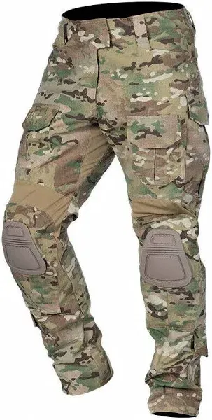 Men’s Tactical Pants w/ Knee Pads Camo 10 Pocket Cargo Waterproof Hiking 40 - 43