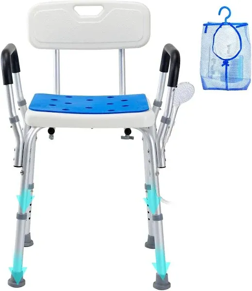 Shower Chair Bath Bench with Back for Inside Tub Adjustable Height 350lbs