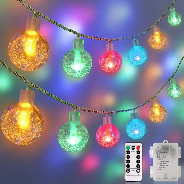 GHUSTAR 2 Pack Crystal Globe String Lights