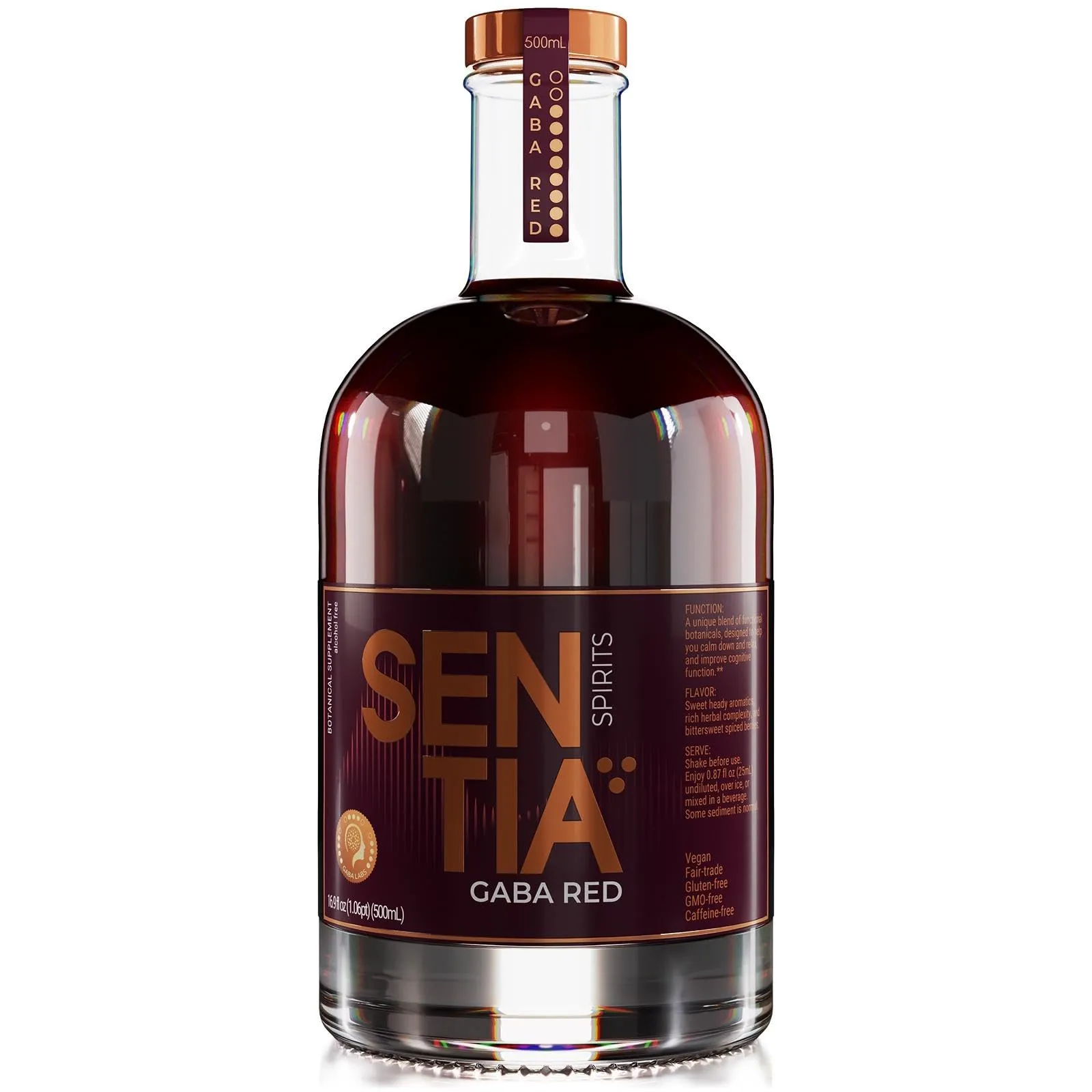 SENTIA Red Gaba Spirit 50cl | Non-Alcoholic Vegan Gluten &amp; GMO Free | 50cl