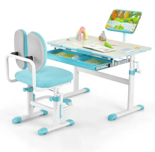 Kids Height-Adjusta<wbr/>ble Desk Children Study Table w/ Tilt Desktop &amp; Book Stand