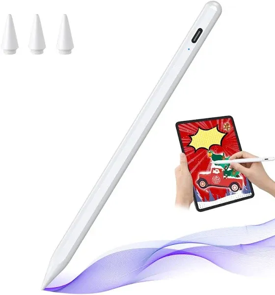 Stylus Pen for iPad 9th&10th Generation - 5X Fast Charge Digital Pen - Compatible with 2018-2023, Apple iPad Pro 11/12.9 Inch,iPad 6-10 Gen,iPad Mini 5-6 Gen,iPad Air 3-5 Gen-White