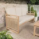 Jonathan Y Gable 3-Seat Mid-Century Modern Roped Acacia Wood Outdoor Sofa with Cushions