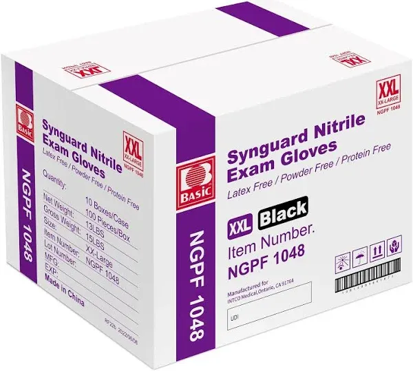 Basic Medical Black Nitrile Exam Gloves 5 Mil