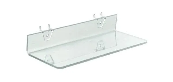 Azar 13 1/2&#034; x 4&#034; Acrylic Shelf For Pegboard/Slatw<wbr/>all Clear 4/Pk 556017