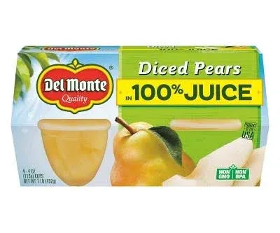 Del Monte Diced Pears Fruit Cup Snacks