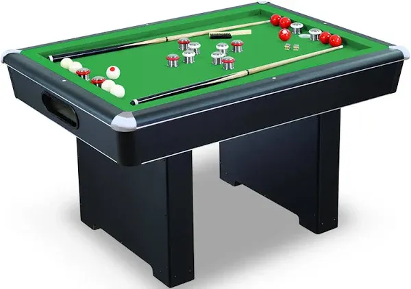 Renegade 54-In Slate Bumper Pool Table for Family Game Rooms with Green Felt, 48-In Cues, Balls, Brush and Chalk