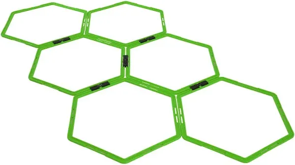 Yes4all Hex Agility Rings/Speed Rings with Carrying Bag – Hexagon Rings, Agility Hurdles for Agility Footwork Training (Set of 12 Neon Green Rings)