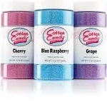 Cotton Candy Express Floss Sugar Variety Pack with 3 - 11oz Plastic Jars of Cherry, Blue Raspberry & Grape Flossing Sugars. Use with Cotton Candy