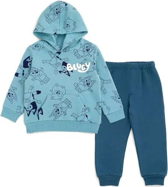 Bluey Bingo Pom Pom Fleece Pullover Hoodie and Jogger Pants Outfit Set Toddler Boys