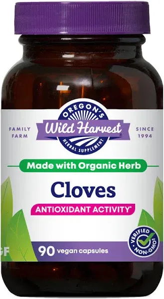 Oregon's Wild Harvest Cloves Organic Traditional Herbal Supplement Non-GMO pullulan (Plant sourced) Vegan Capsules 90 Count