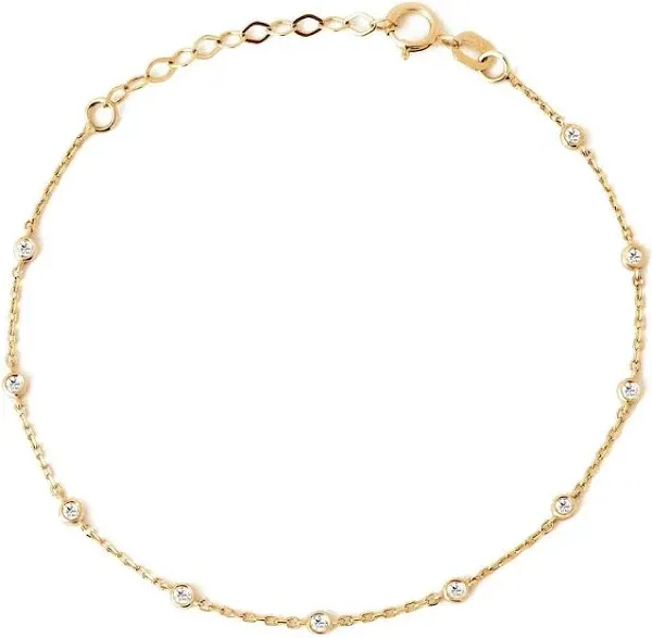 GELIN Diamond Bezel Station Bracelet in 14K Solid Gold