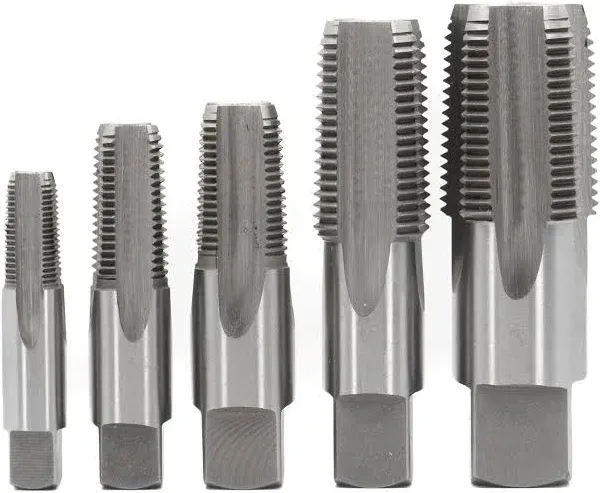 Poucsnpt5 5 Piece Npt Pipe Tap Set 1/8&#034; 1/4&#034; 3/8&#034; 1/2&#034; And 3/4&#034; Plastic Pouch 