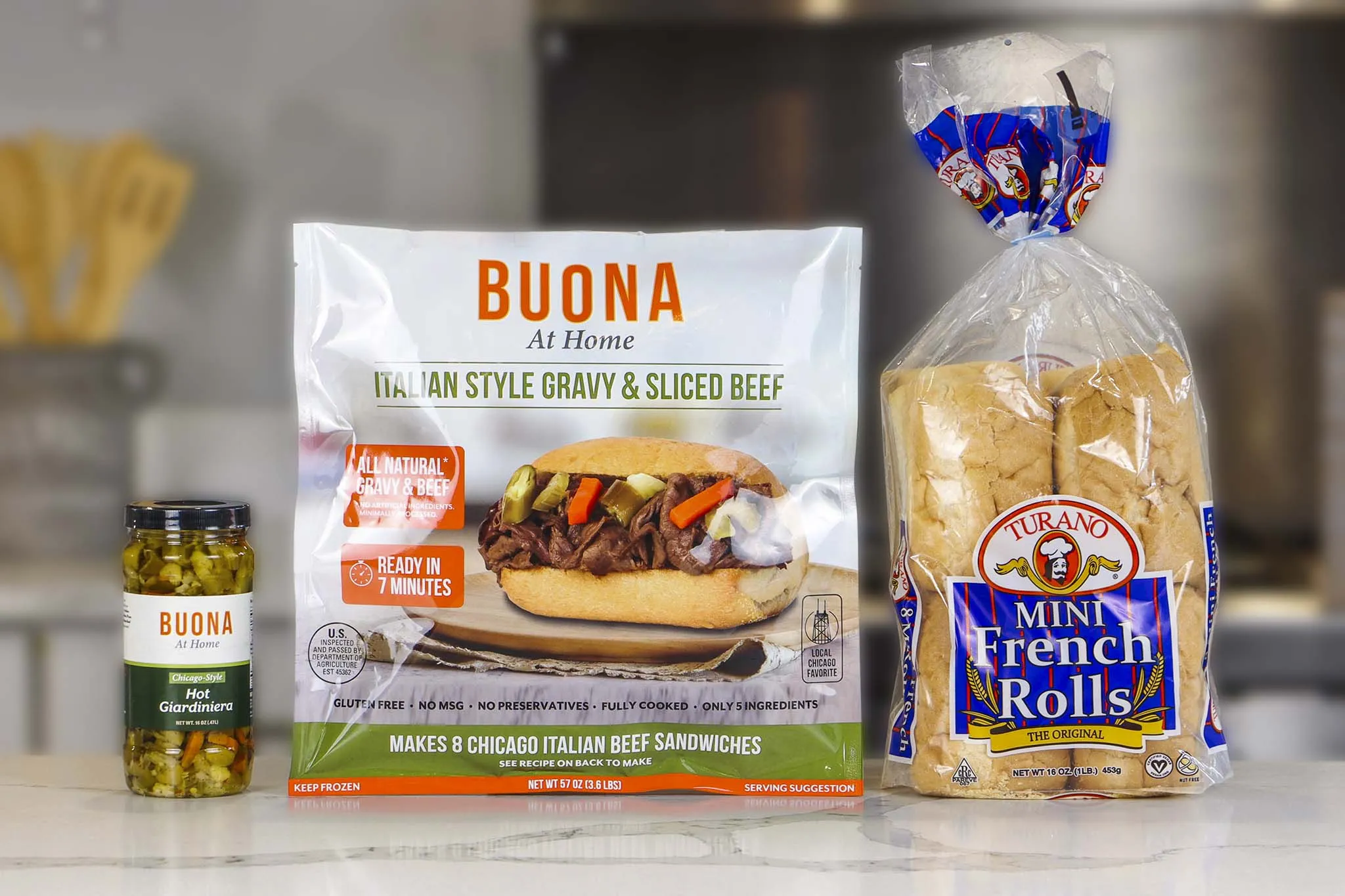 Buona Chicago Italian Beef Sandwich Kit 8 Pack