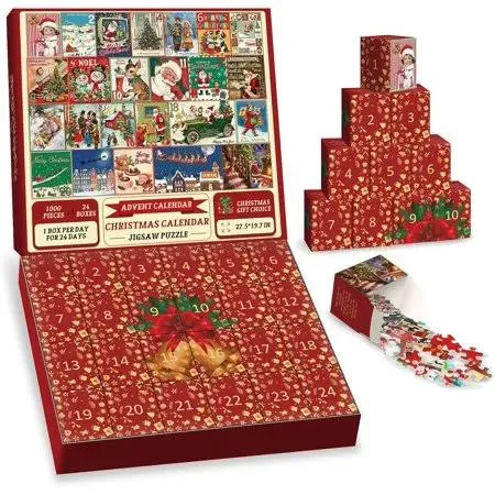 Jigsaw Puzzle Advent Calendar Puzzle for Adults 1000 Pieces, Countdown to Christmas Calendar Jigsaw Puzzles, Holiday Puzzle for Christmas Decorations